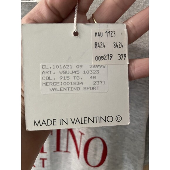 Genuine Valentino Sport Crew Neck T-Shirt Tee Gray Short Sleeve Men’s Sm NWT - Picture 7 of 12